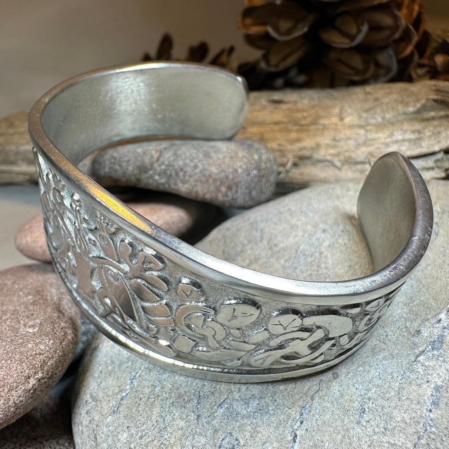 Celtic Love Birds Cuff Bracelet - Handmade in Scotland