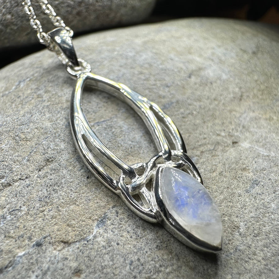 Elegant Moonstone Celtic Trinity Knot Necklace