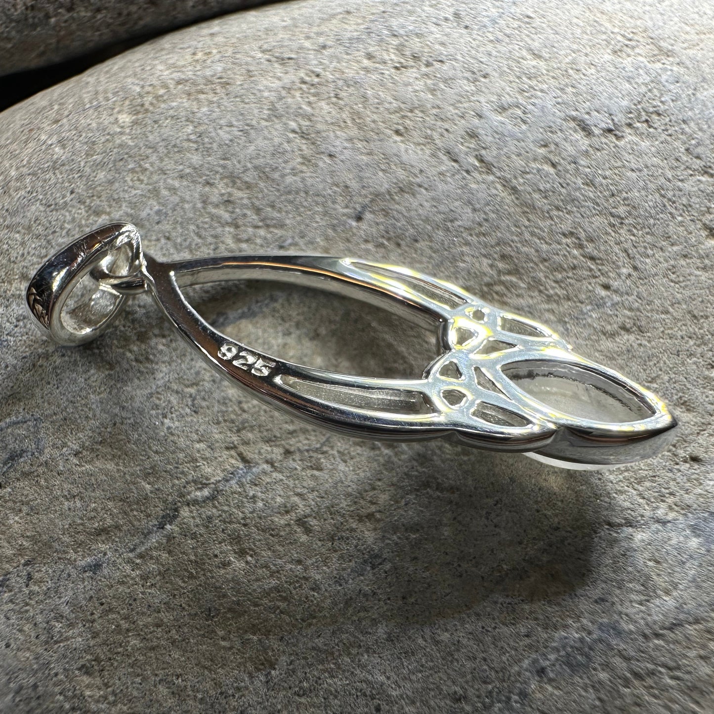 Elegant Moonstone Celtic Trinity Knot Necklace — view 6
