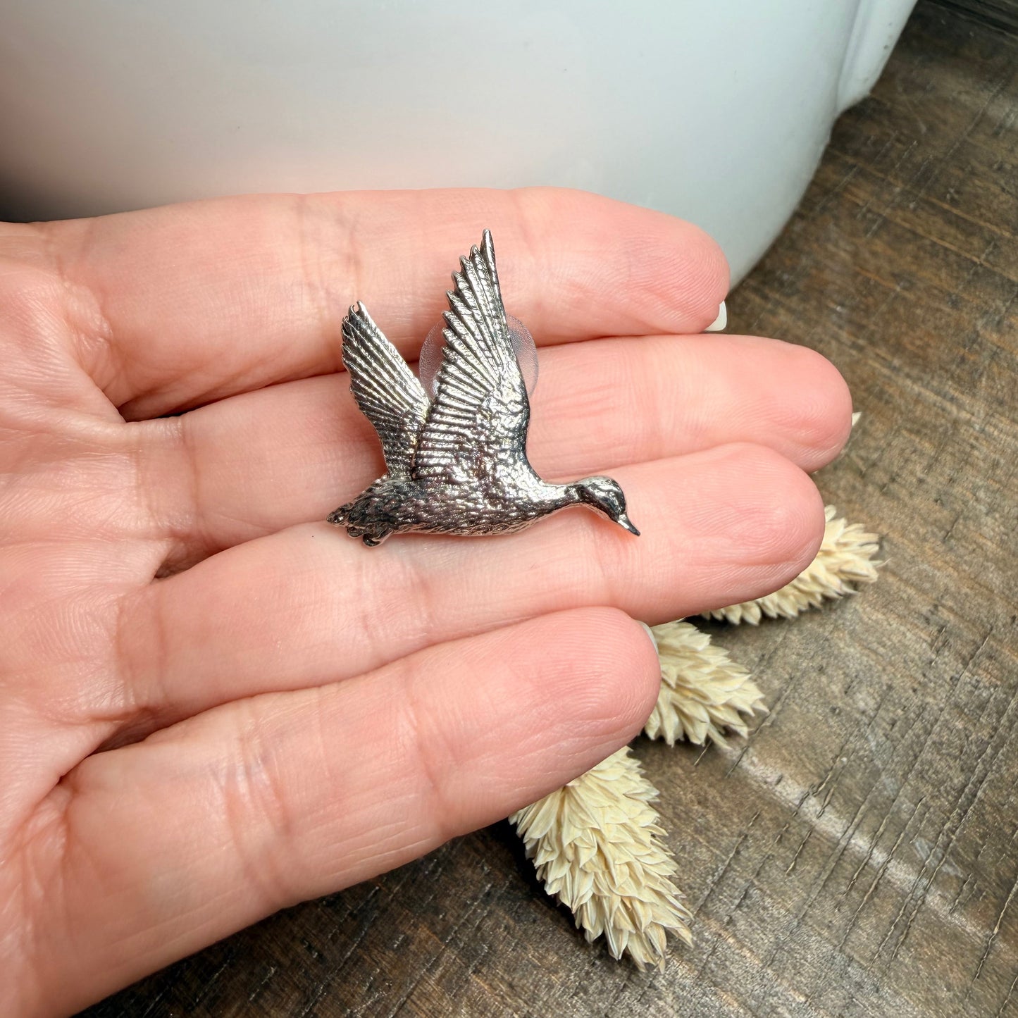 Pewter Duck Lapel Pin - Handmade in Scotland