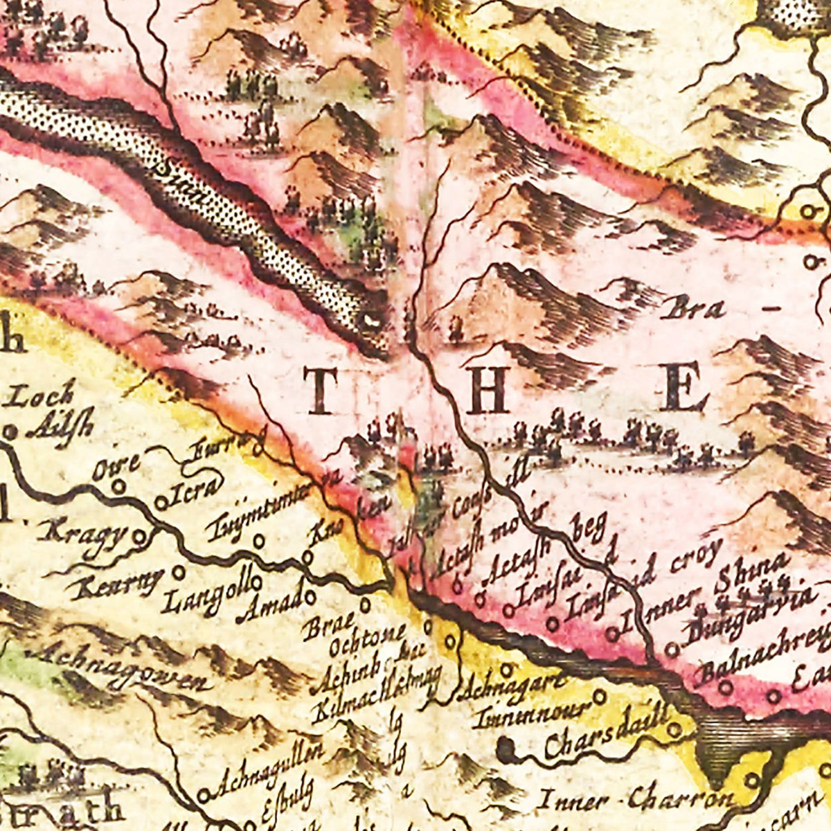 Vintage Map of the Scottish Highlands 1665 Wall Art