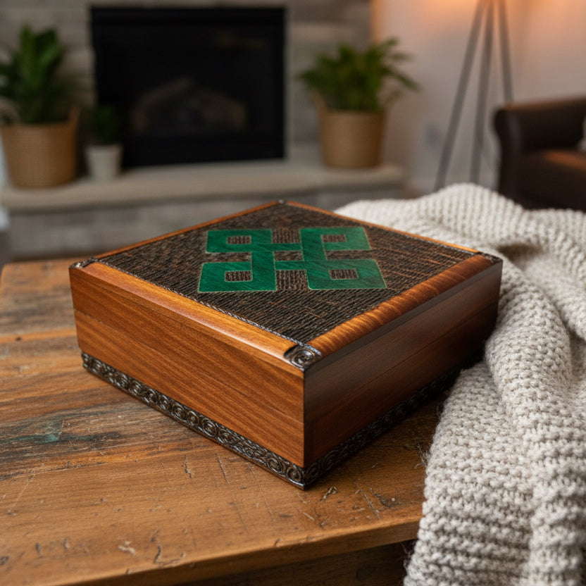 Celtic Four Corner Knot Keepsake Box - Handmade Wooden Box