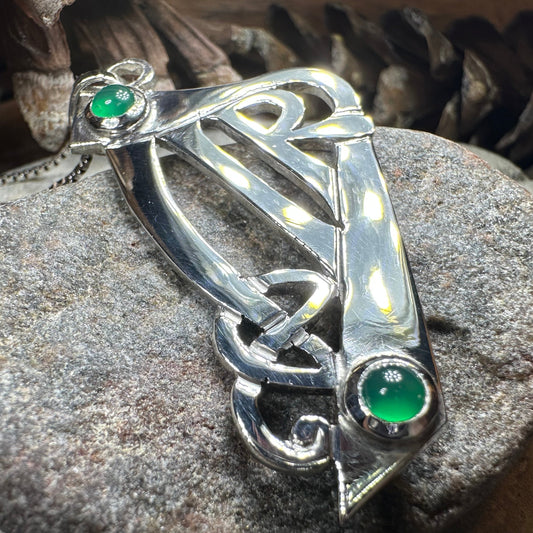 Artisan Large Irish Harp Necklace - Made in Ireland