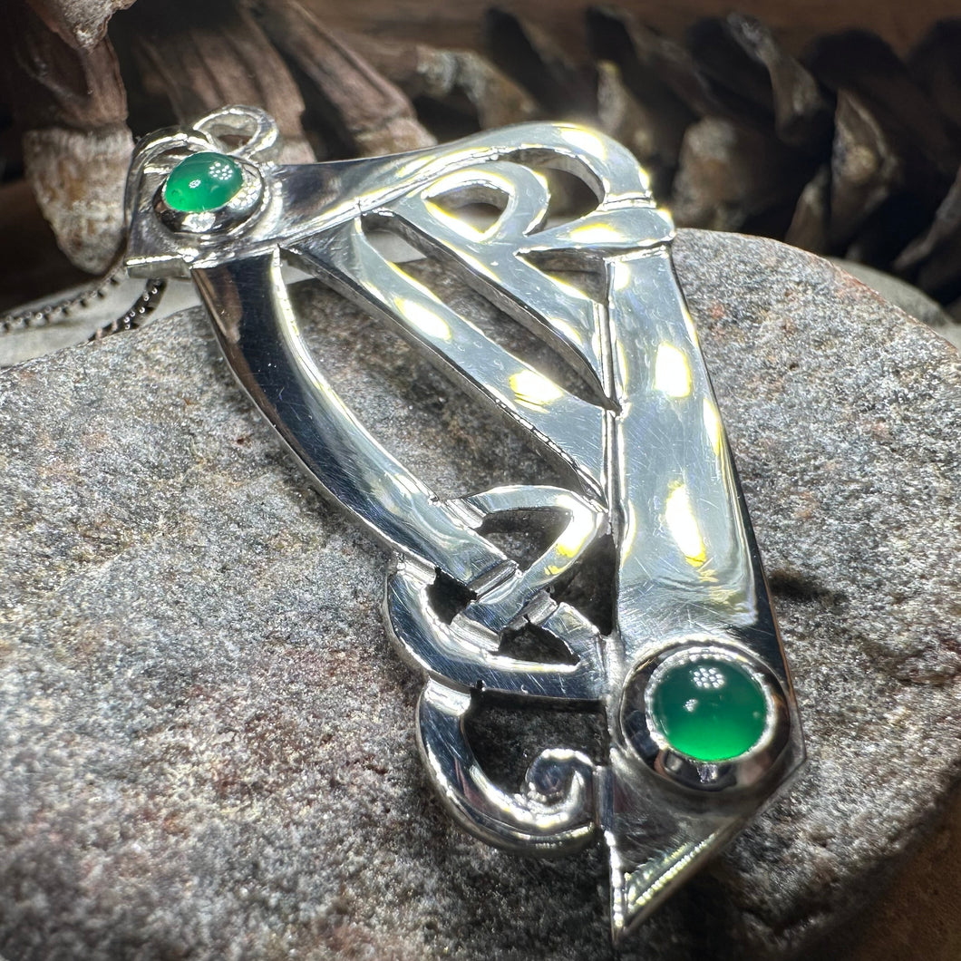 Artisan Large Irish Harp Necklace