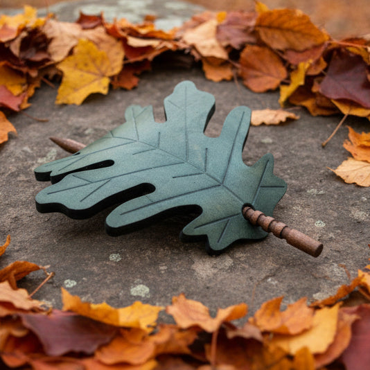 Large Oak Leaf Leather Hair Slide for Women
