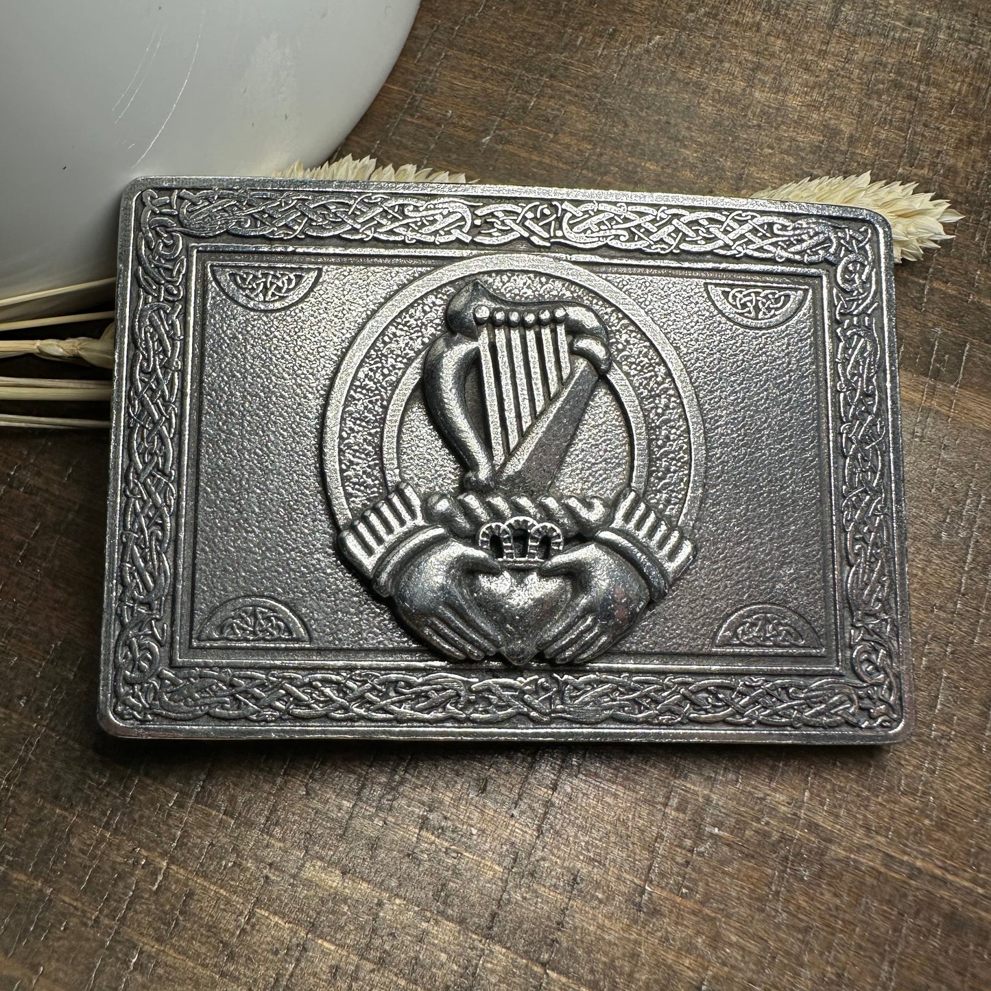 Irish Claddagh Harp Kilt Belt Buckle for Men