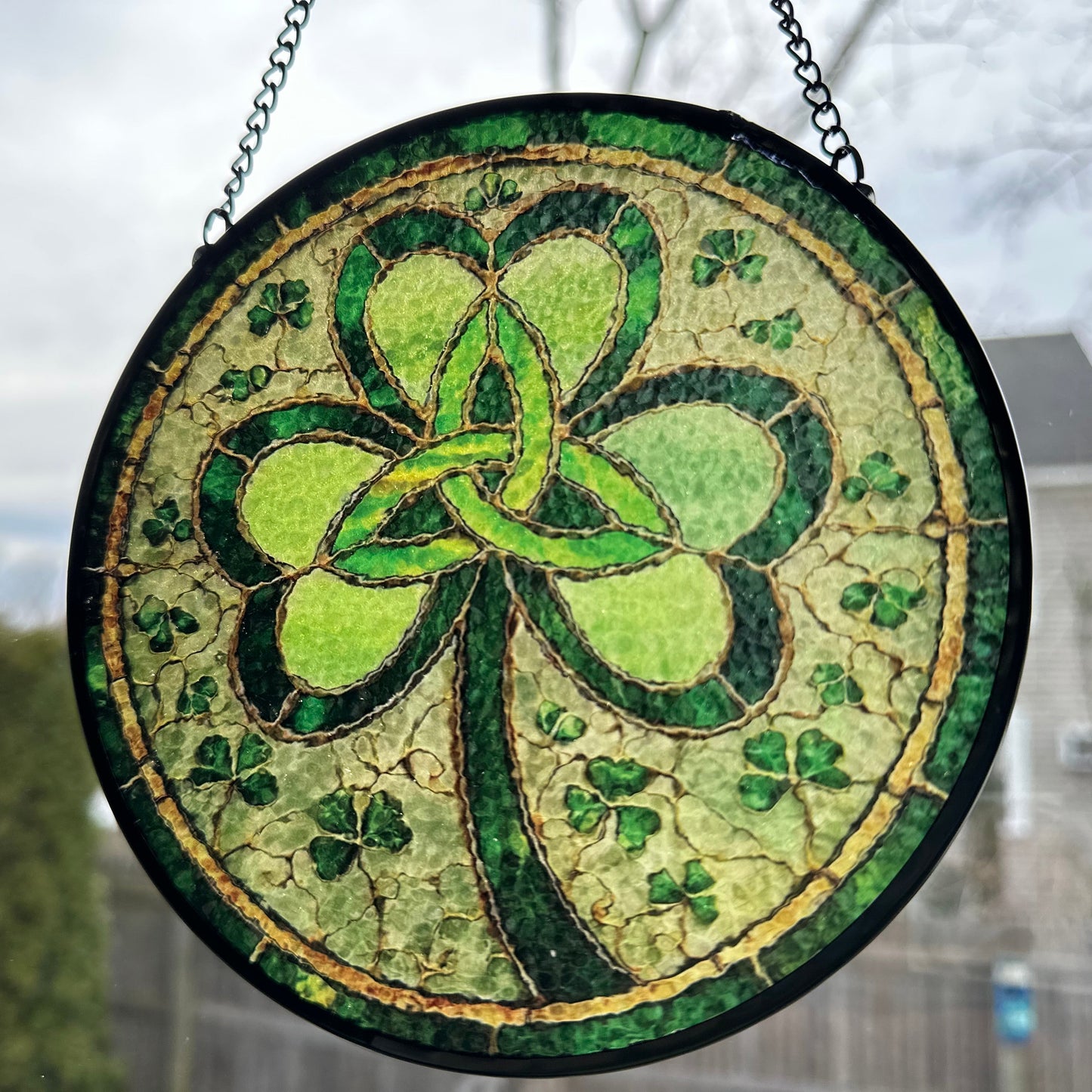 Trinity Knot Shamrock Stained Glass Gift