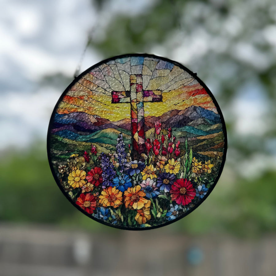 Wildflowers New Beginnings Cross Suncatcher