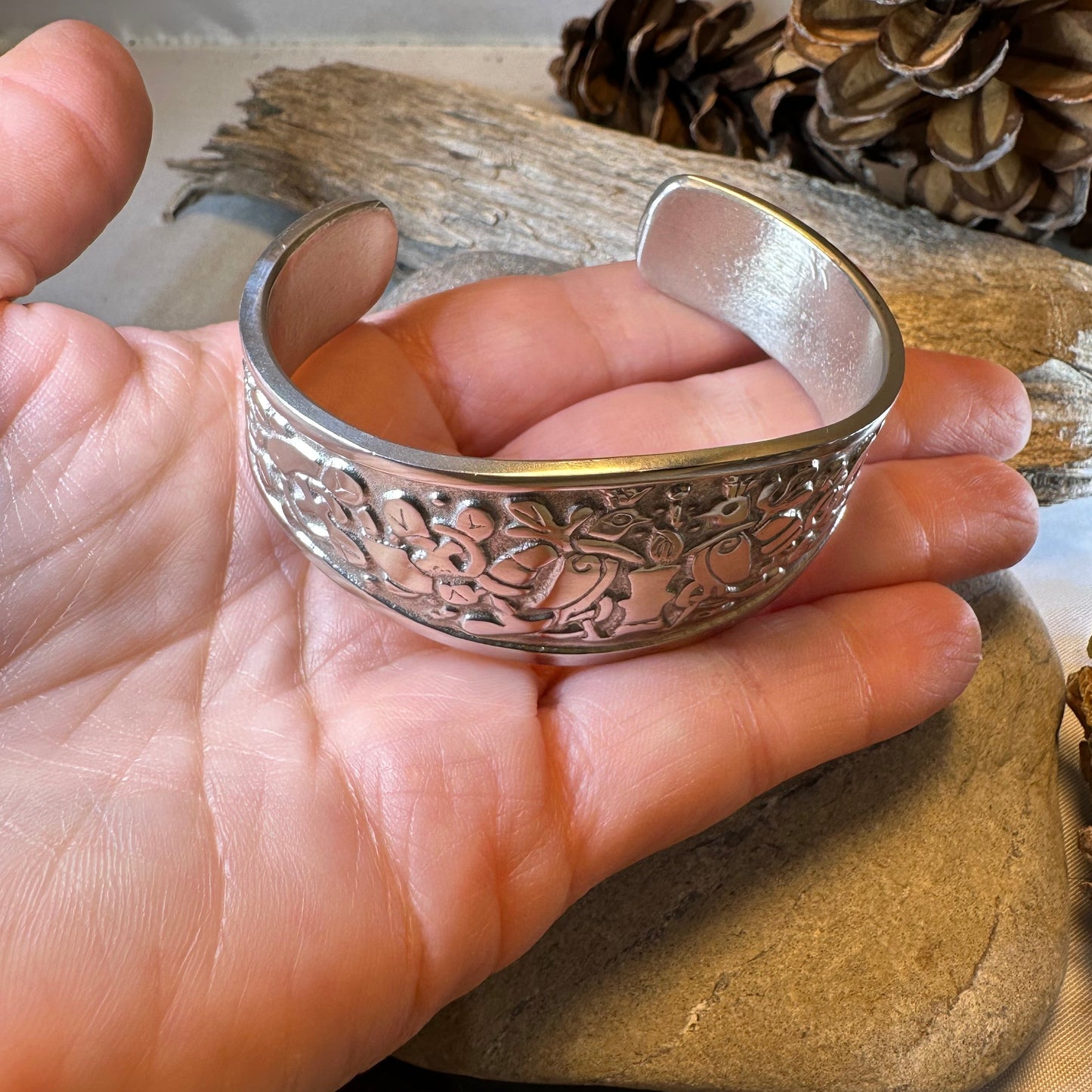 Celtic Love Birds Cuff Bracelet - Handmade in Scotland — view 7