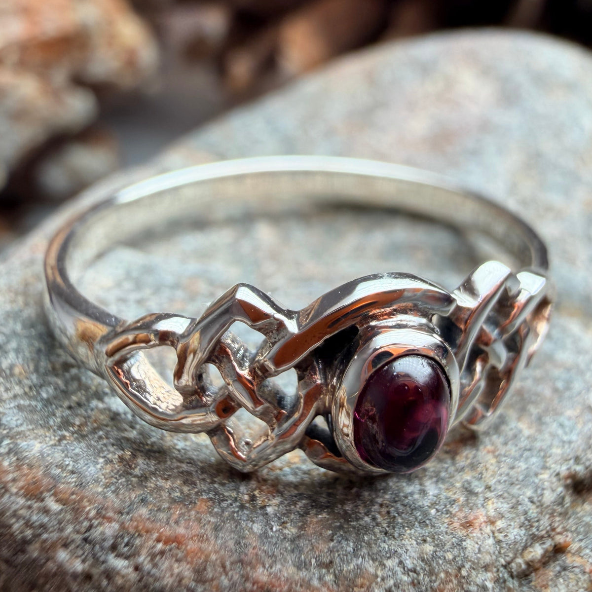 Dahlia Celtic Knot Garnet Ring for Women