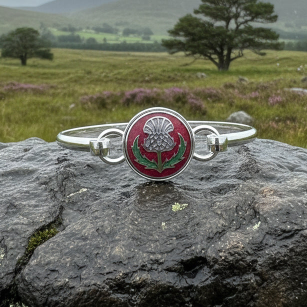 Enamel Scottish Thistle Bracelet for Women