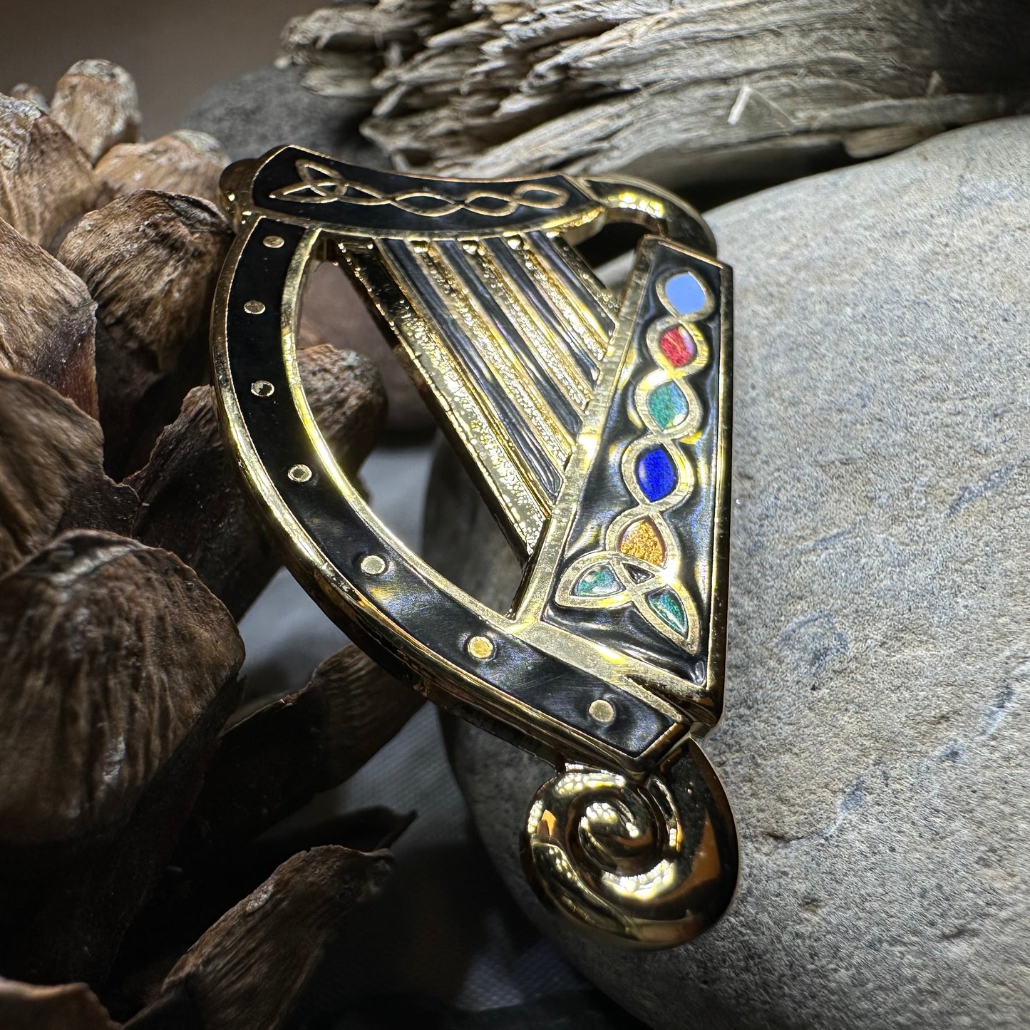 Celtic Harp Brooch - Irish Jewelry