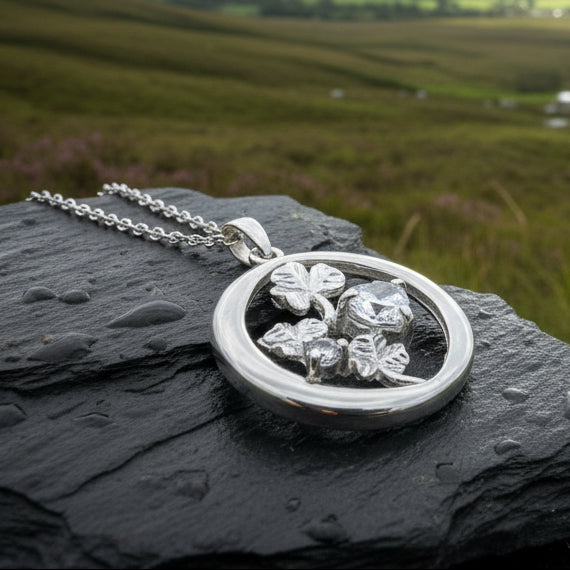 Irish Shamrock Garden Necklace in Sterling Silver — view 5