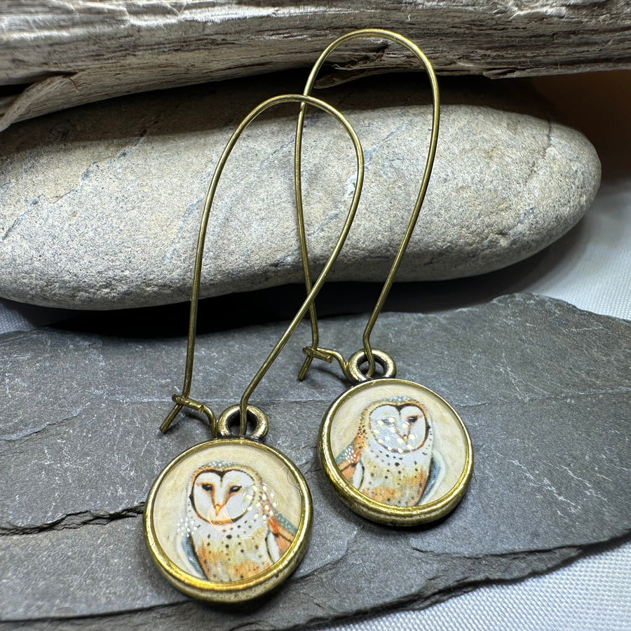 Winter Owl Art Earrings