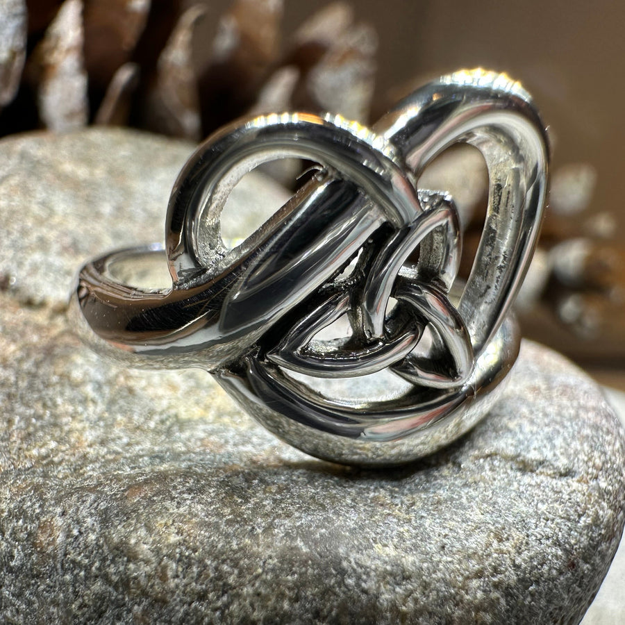 Celtic Trinity Knot Heart Ring in Sterling Silver