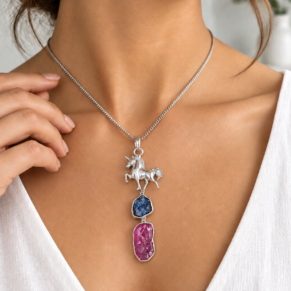 Skyprancer Unicorn Necklace in Sterling Silver