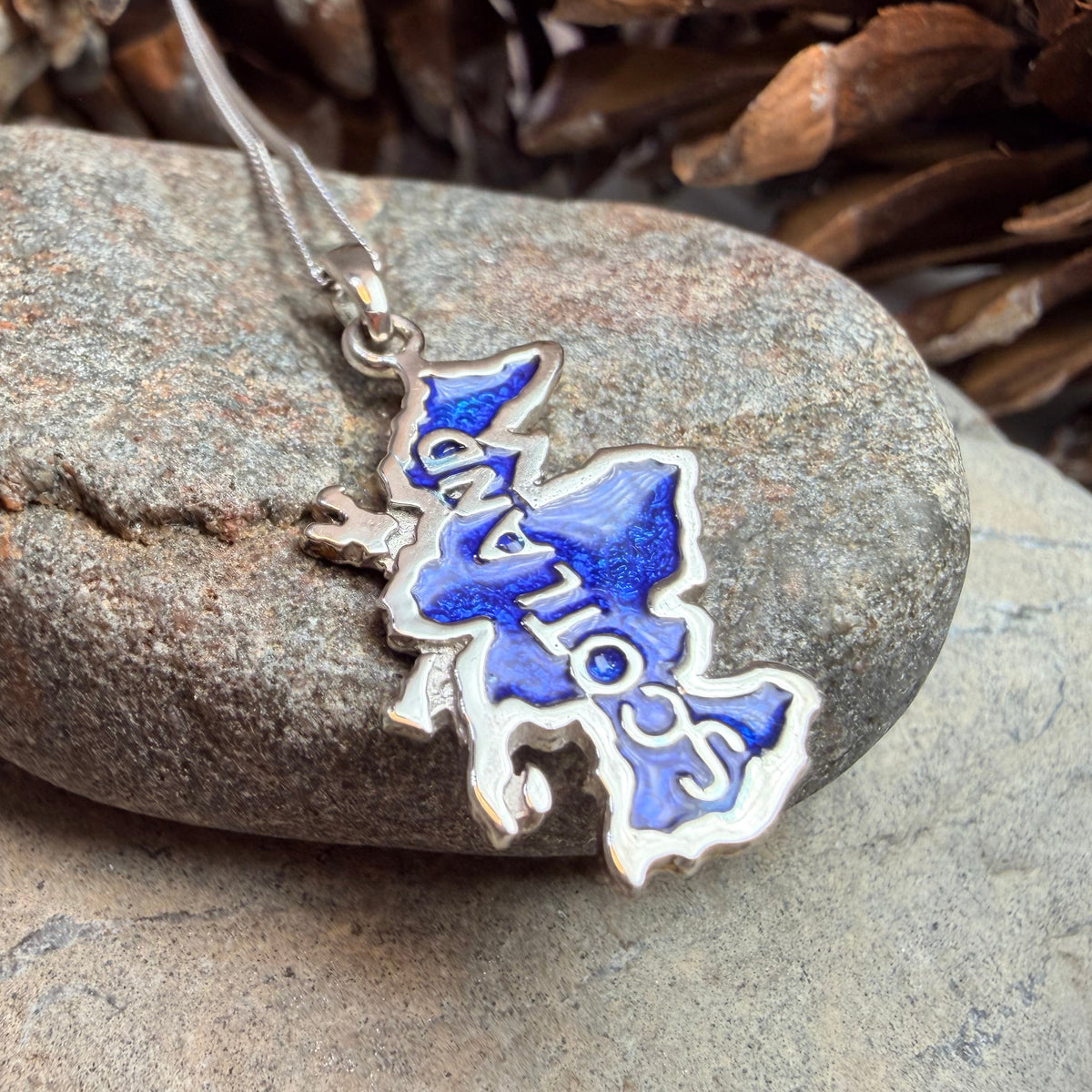 Scottish Blue Scotland Map Necklace - Handmade in Scotland