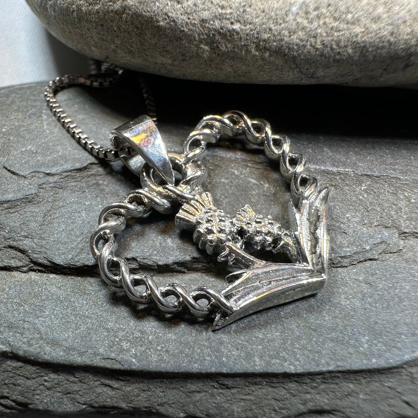 Thistle Heart Necklace in sterling silver