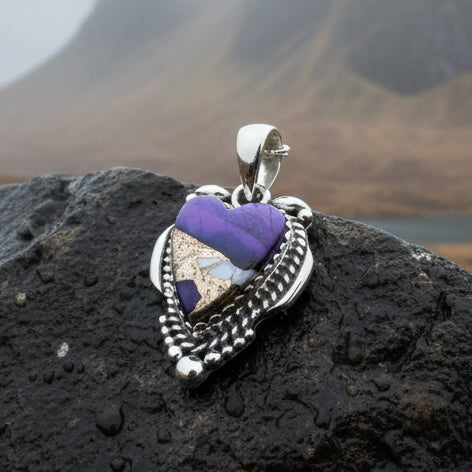 Purple Heart Necklace in Sterling Silver