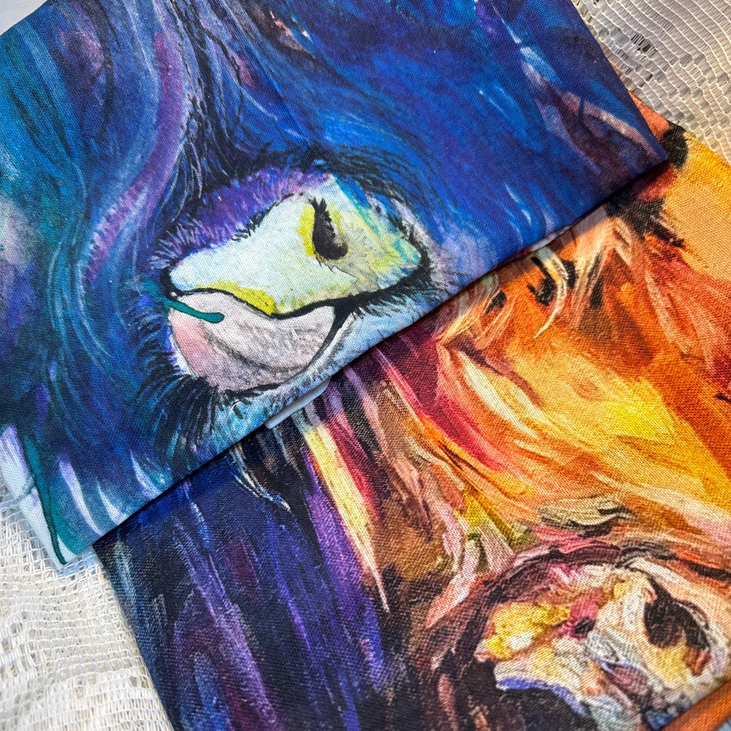 Handmade Scottish Highland Cow Lover Tea Towel - Set of Two