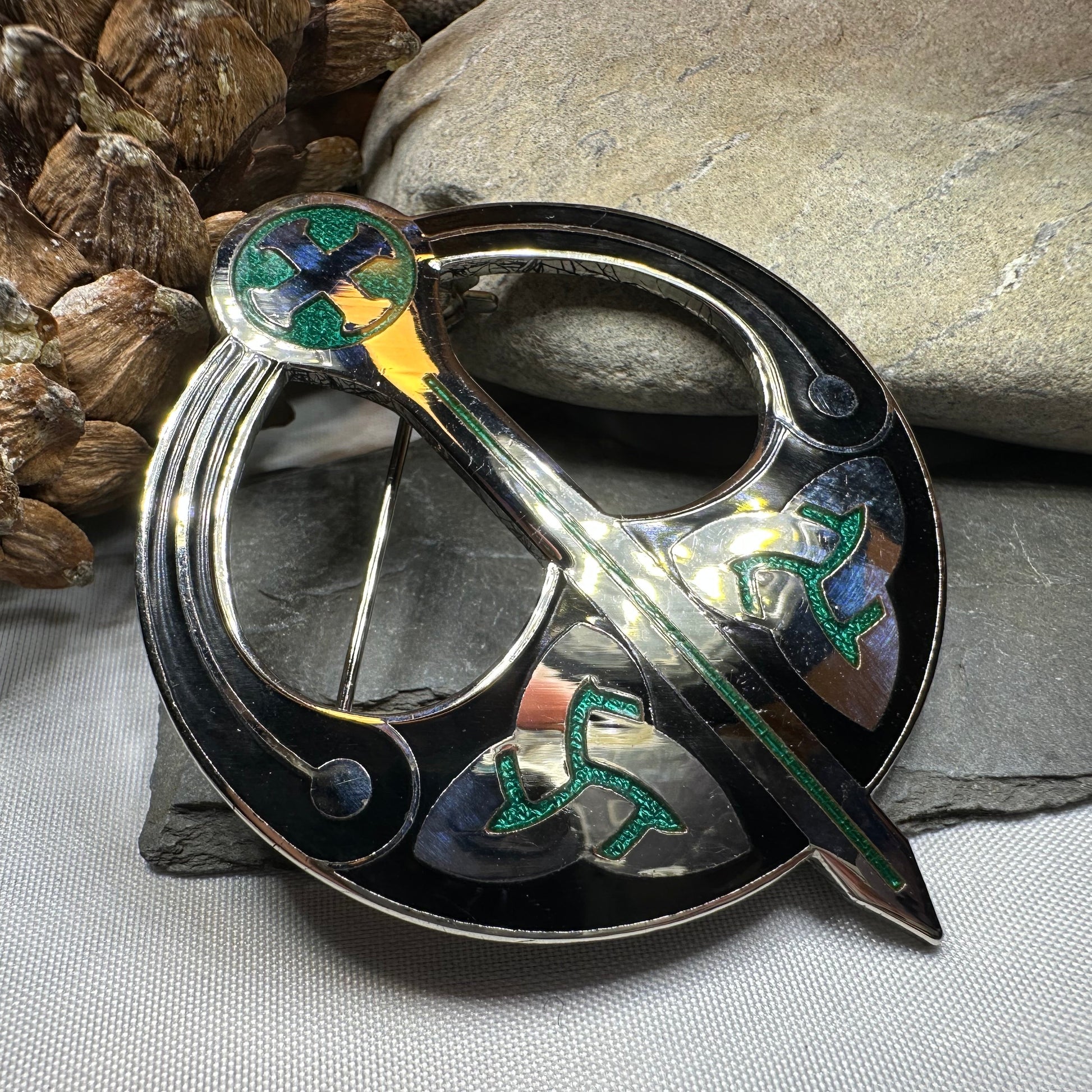 Enamel Celtic Trinity Knot Tara Brooch — view 3