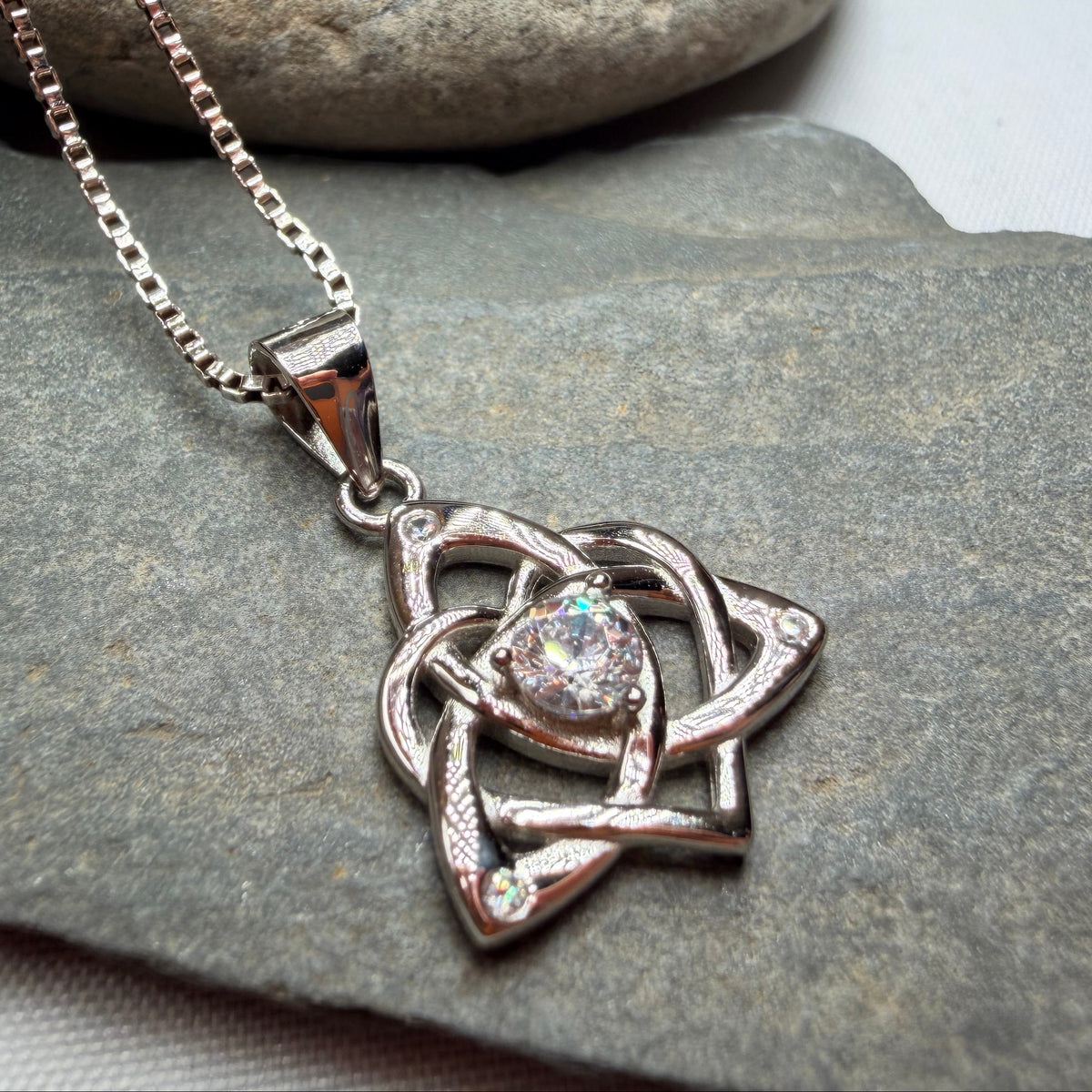 Trinity Love Knot Necklace in Sterling Silver