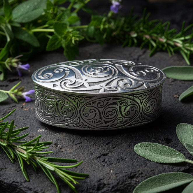 Oval Celtic Spiral Trinket Box - Handmade in Pewter