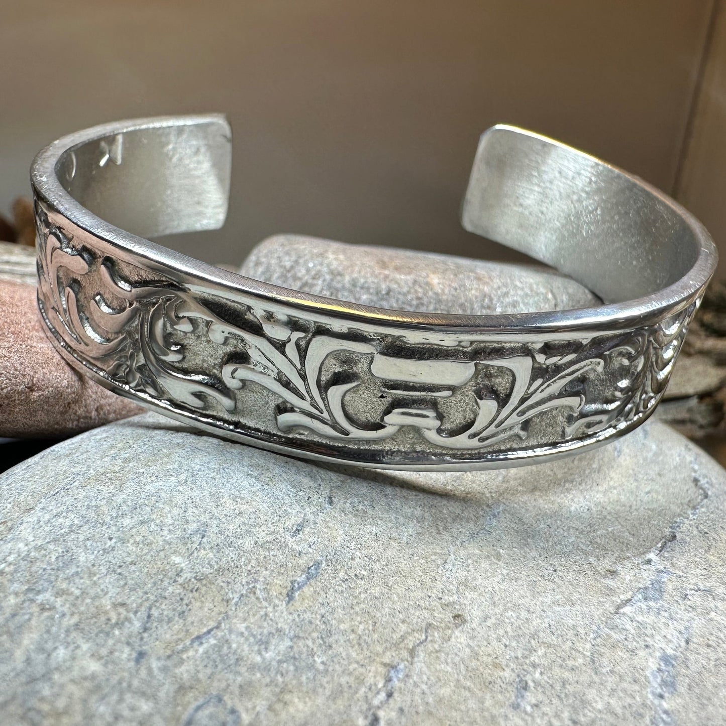 Baroque Pewter Cuff Bracelet - Handmade in Scotland — view 5