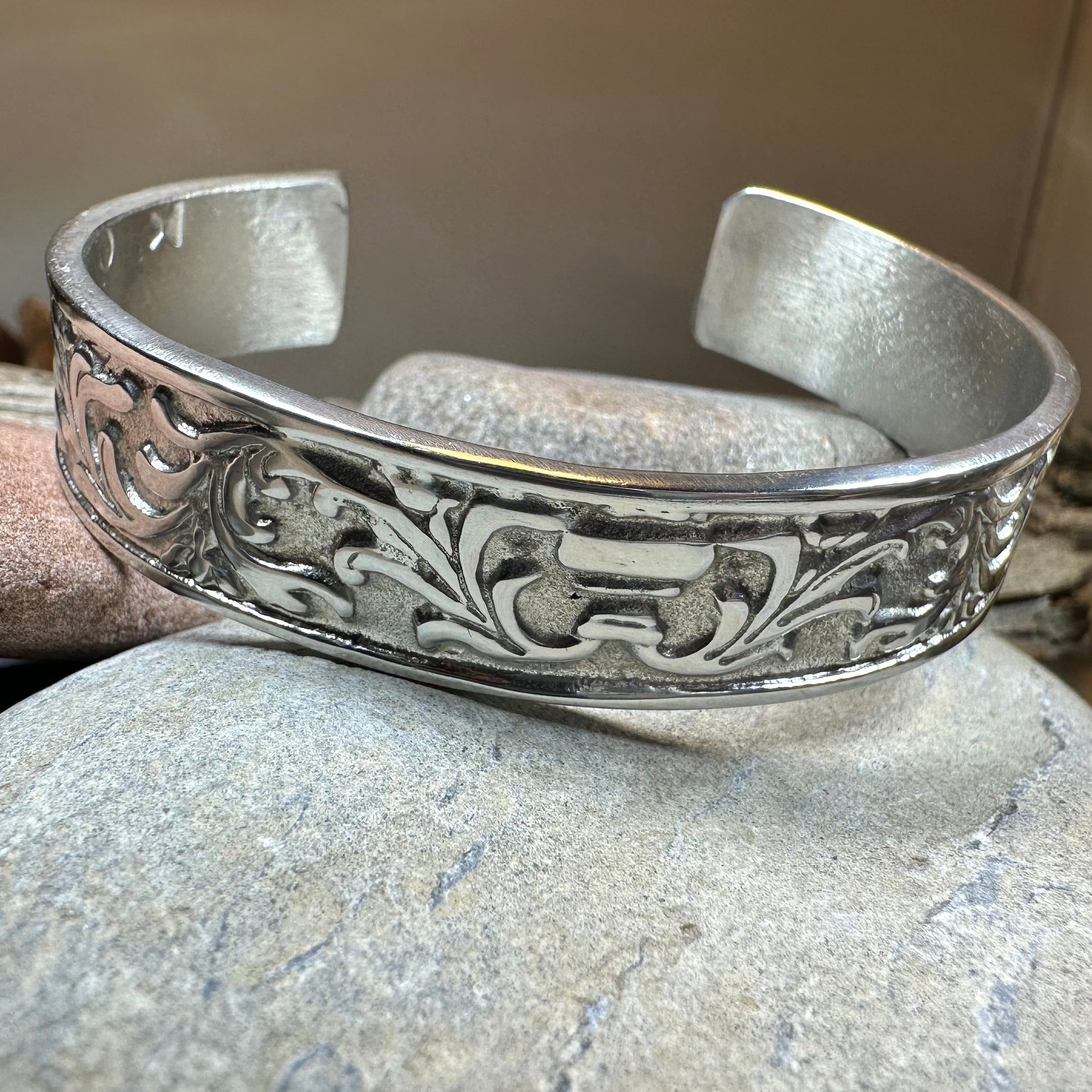 Baroque Pewter Cuff Bracelet - Handmade in Scotland — view 5