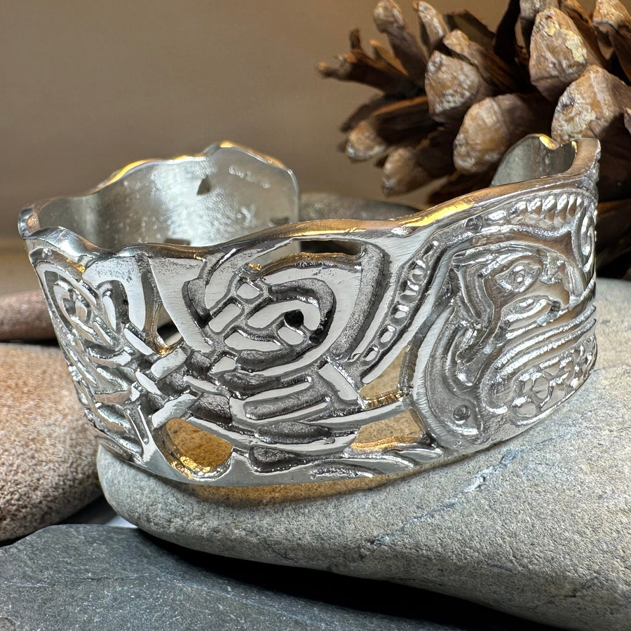 Book of Kells Celtic Knot Cuff Bracelet - Handmade in Scotland