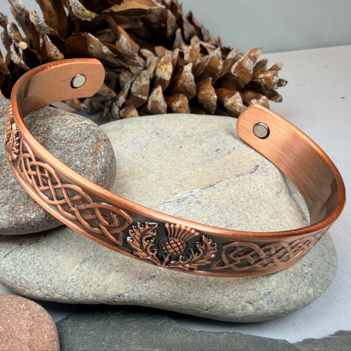 Classic Scottish Thistle Copper Cuff Bracelet