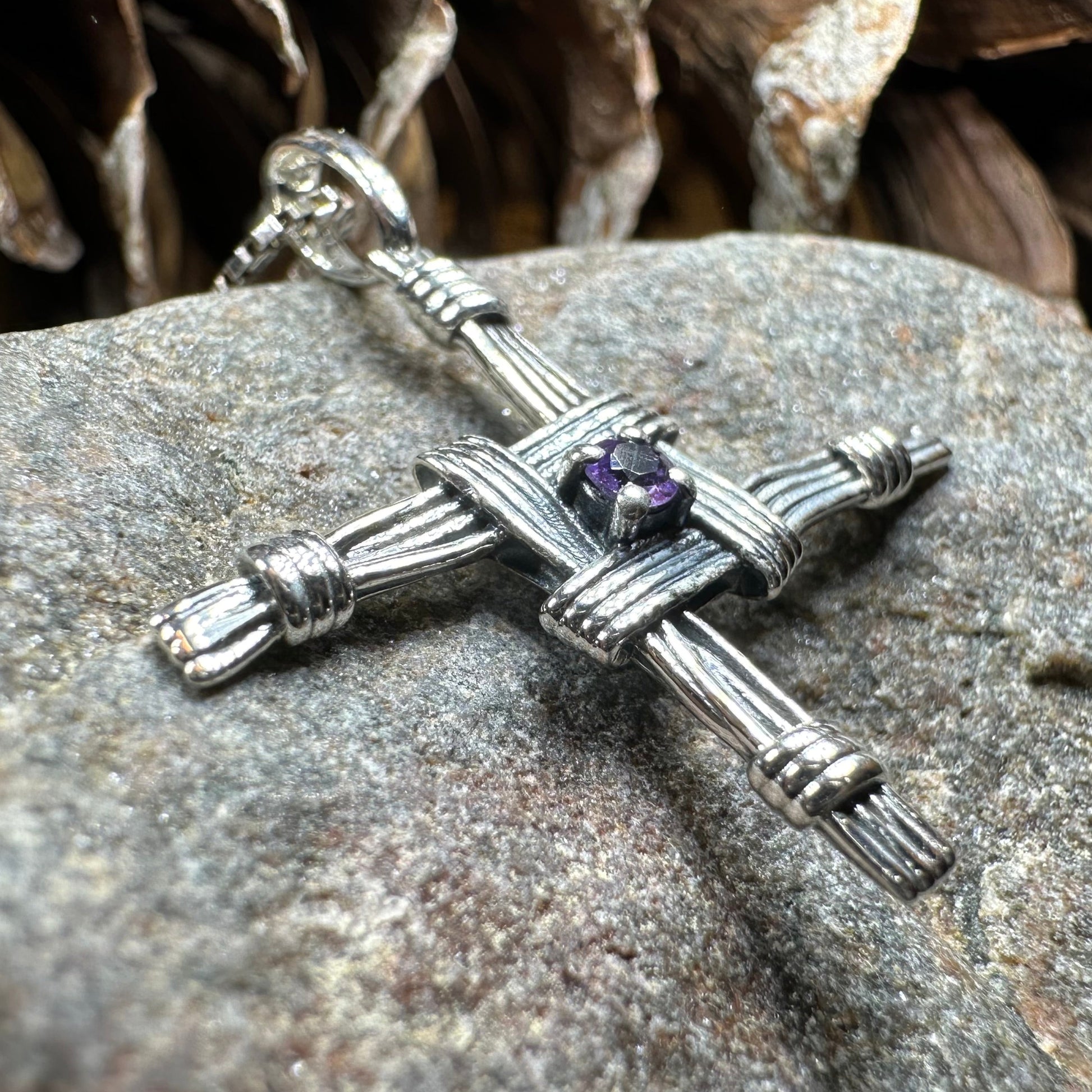 Springtime Irish Saint Brigid's Cross Necklace in Sterling Silver — view 10