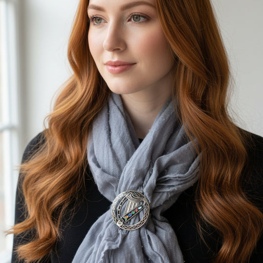 Enamel Irish Celtic Harp Scarf Ring