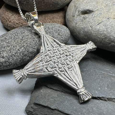 Load image into Gallery viewer, Artisan Sterling Silver Irish St. Brigid's Cross Necklace - Made in Ireland
