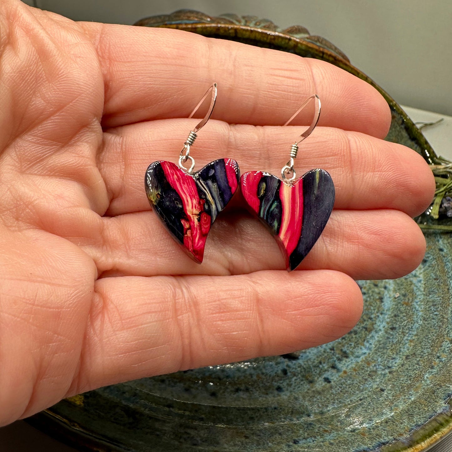 Heathergems Whimsical Hearts Earrings - Handmade in Scotland