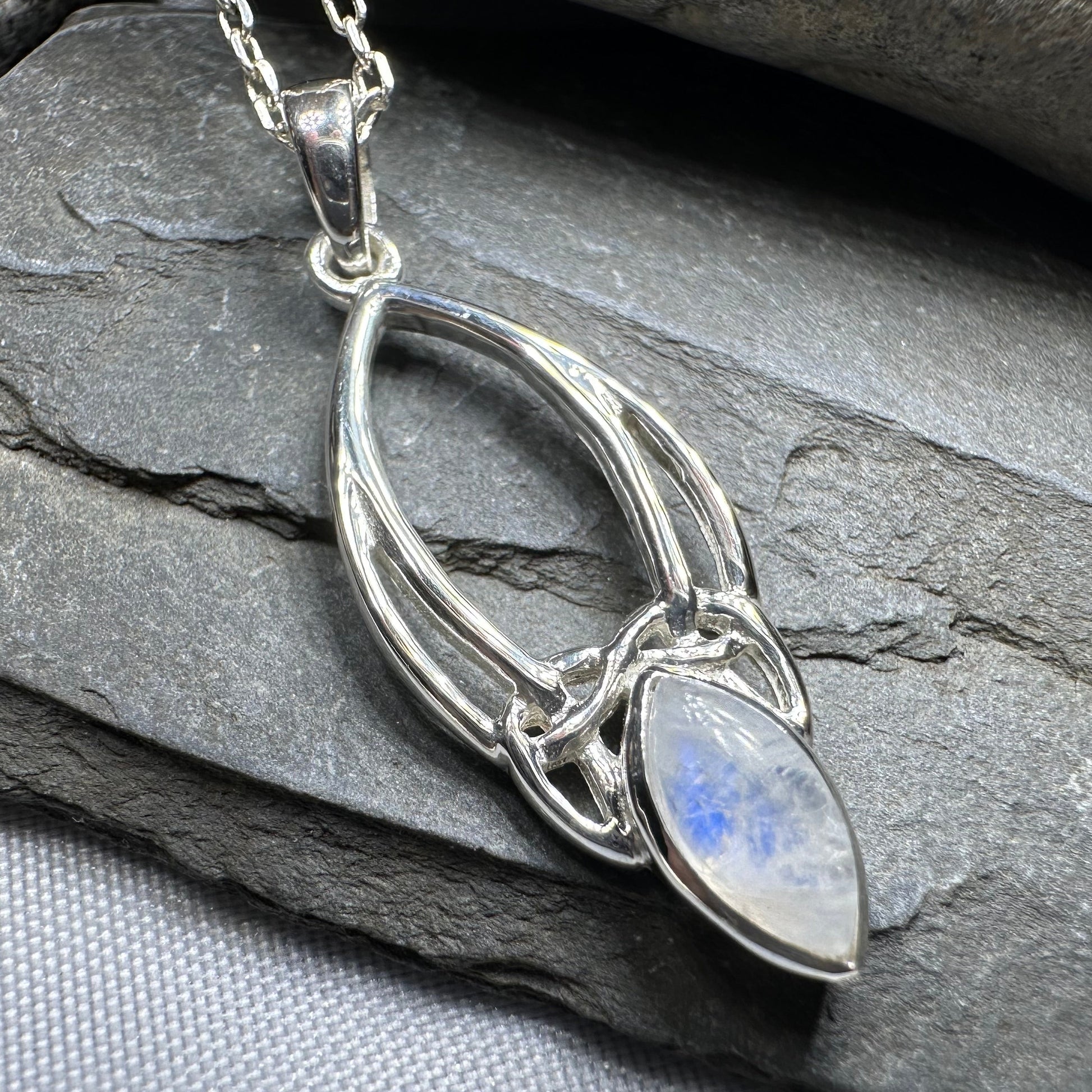 Elegant Moonstone Celtic Trinity Knot Necklace — view 3