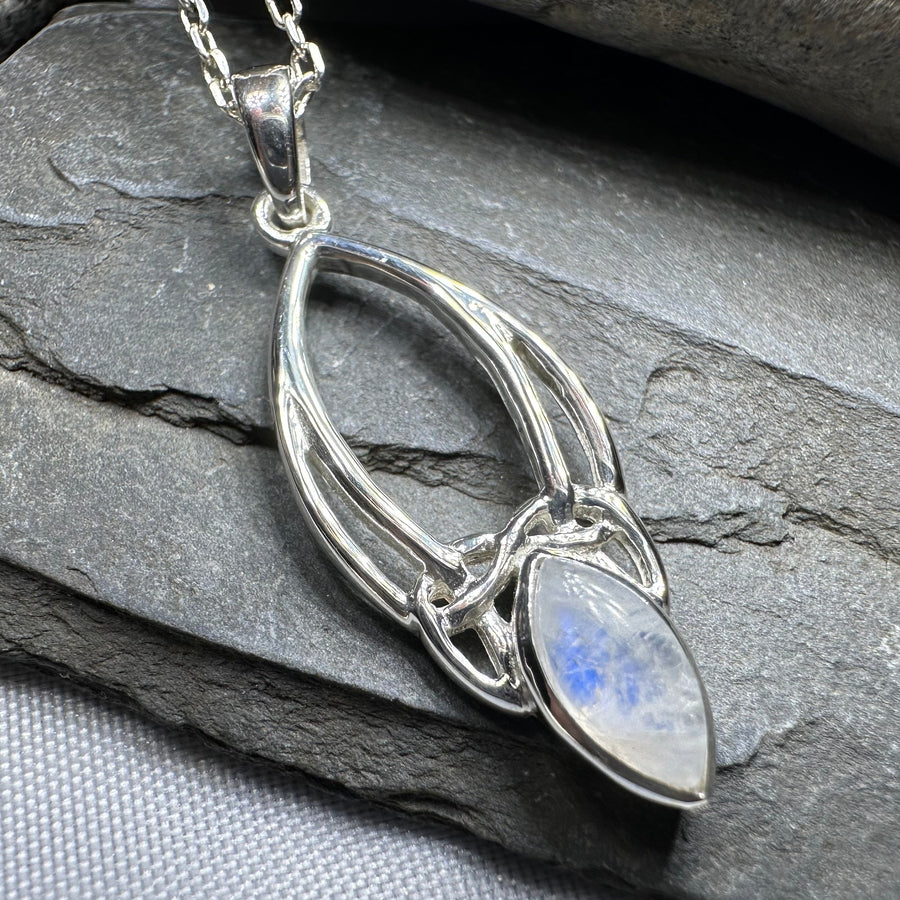Elegant Moonstone Celtic Trinity Knot Necklace