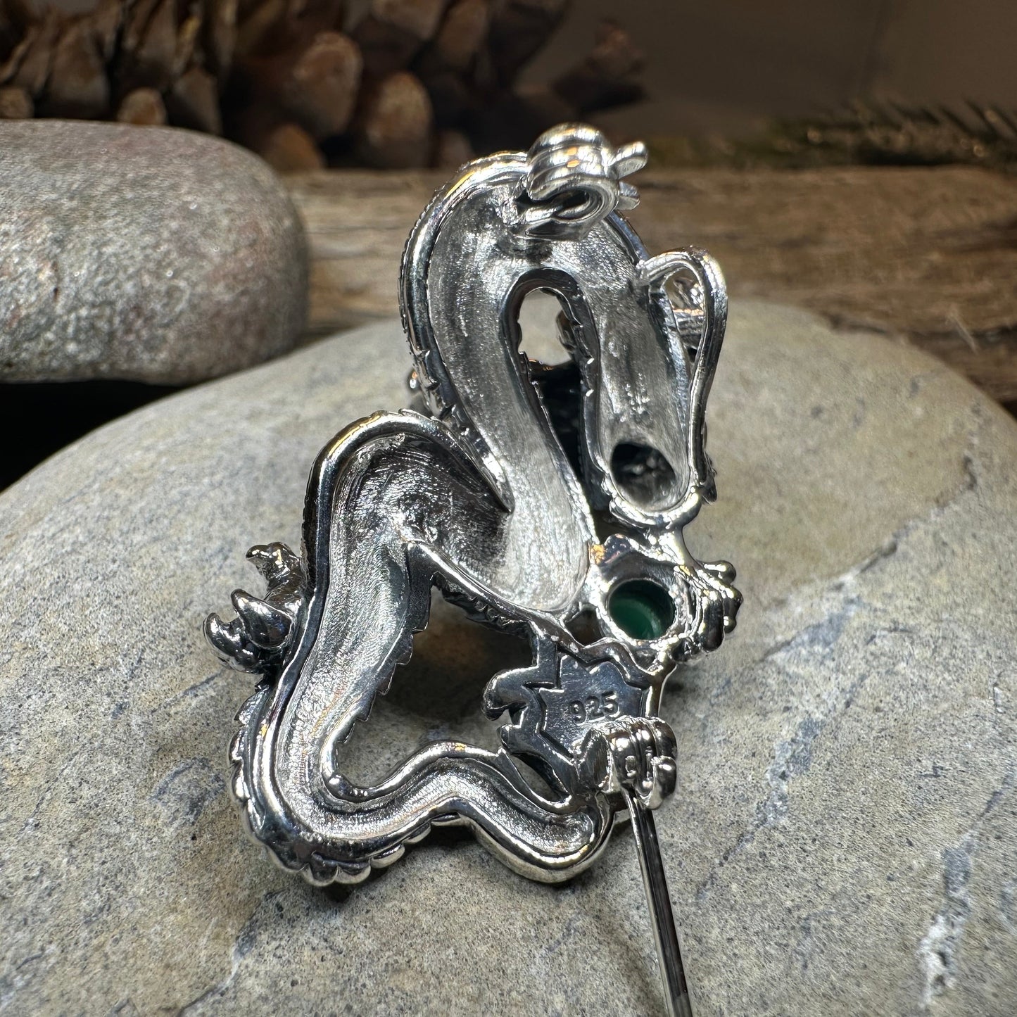 Celtic Rising Dragon Brooch in Sterling Silver
