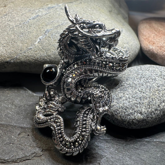 Celtic Rising Dragon Brooch in Sterling Silver