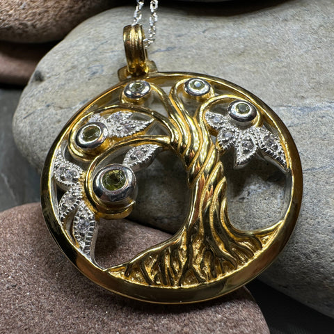 Load image into Gallery viewer, Avalon Tree of Life Necklace with Peridots
