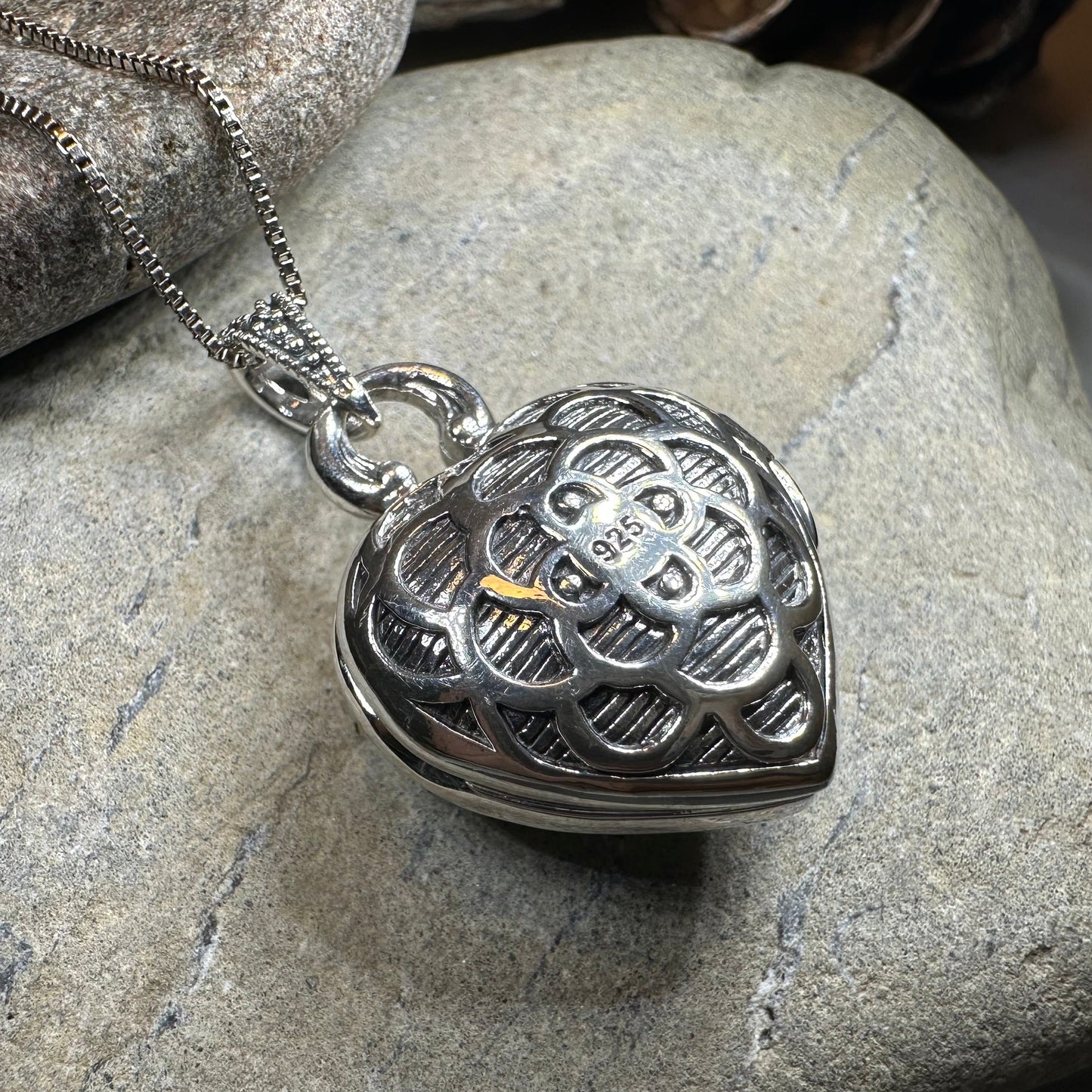 Locket Heart Marcasite Necklace in Sterling Silver — view 14