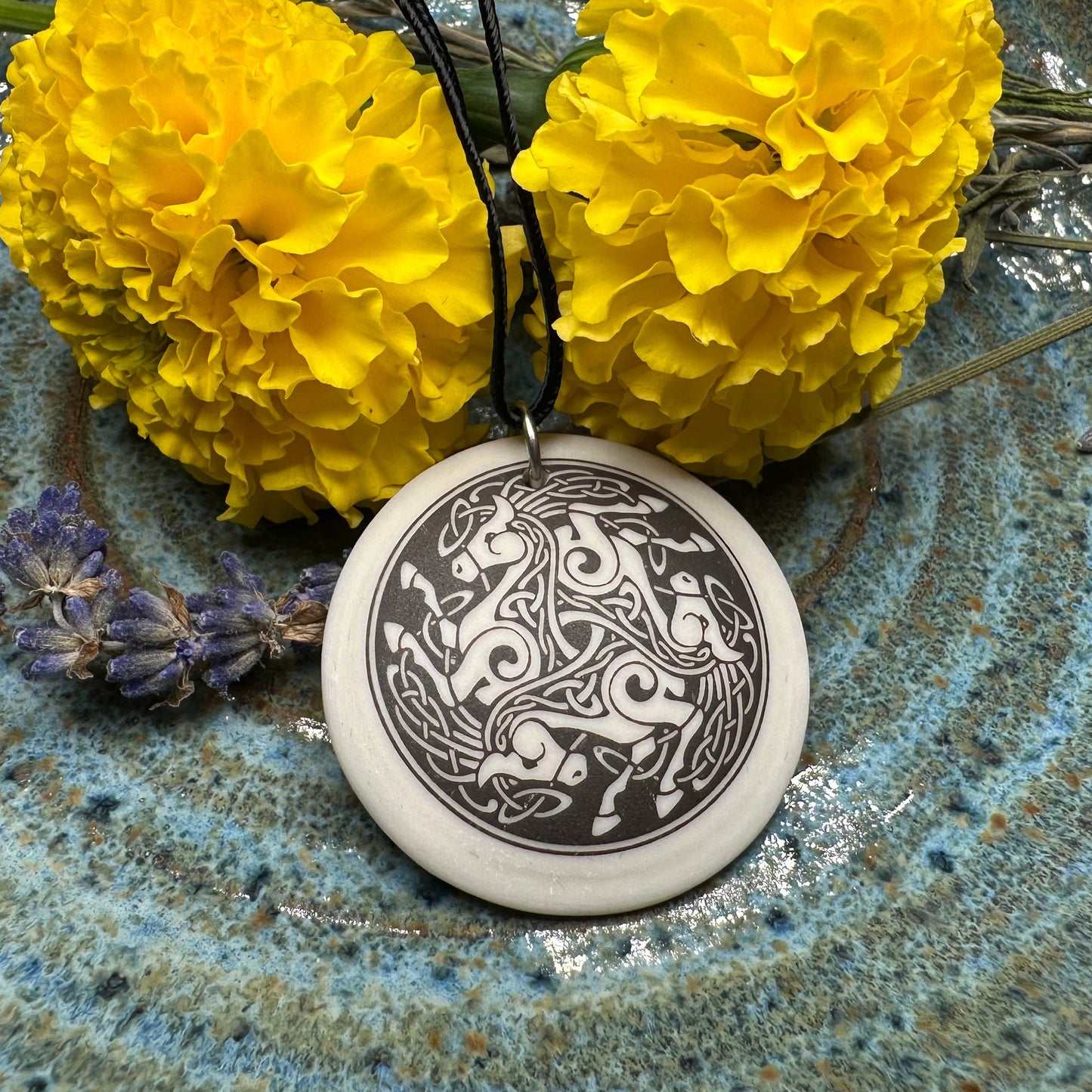 Artisan Celtic Triple Horse Necklace - Handmade in the U.S.A.