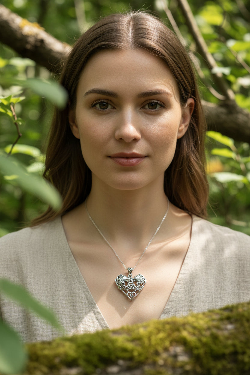 Celtic Wolf Love Necklace in Sterling Silver — view 9