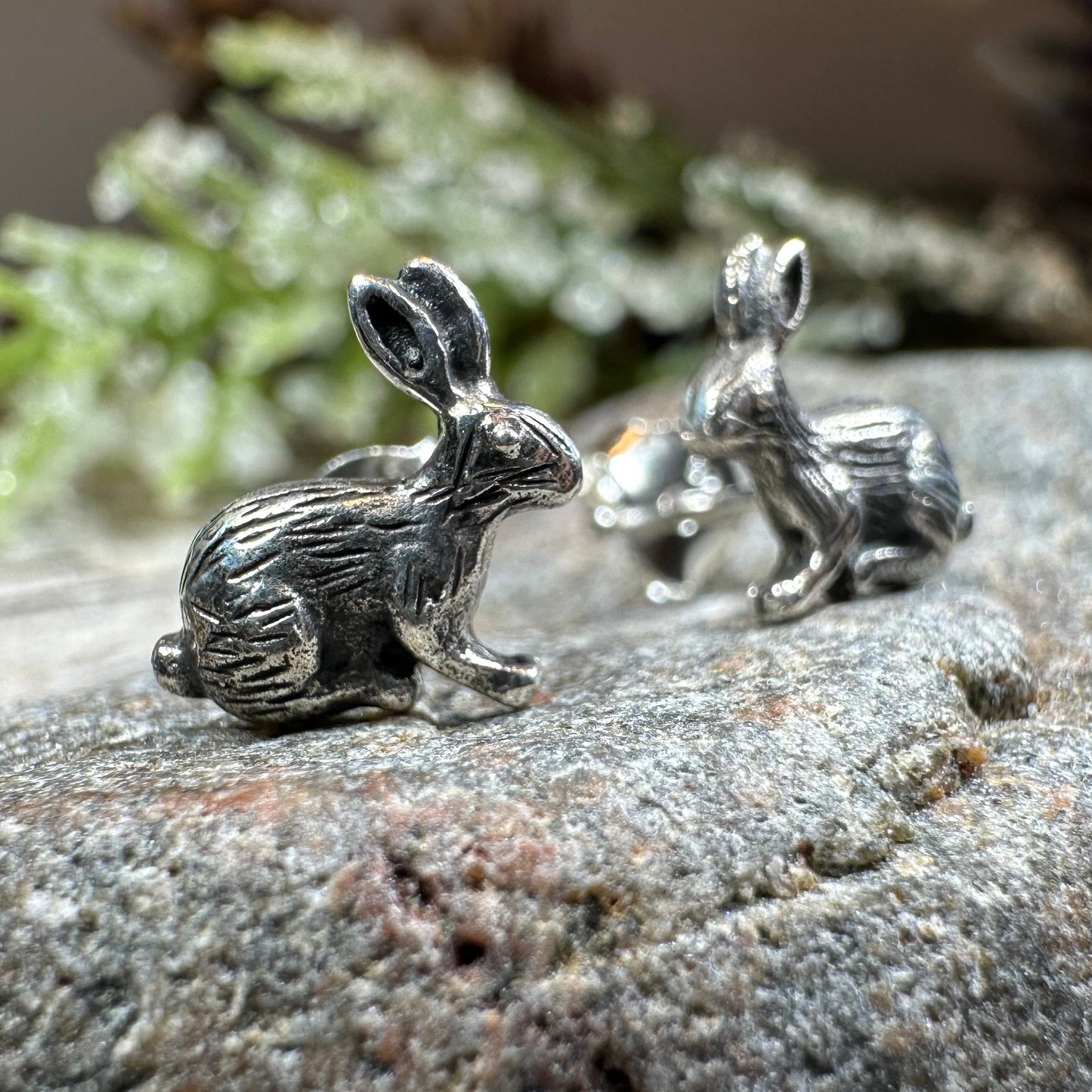 Noble Rabbit Stud Earrings in Sterling Silver