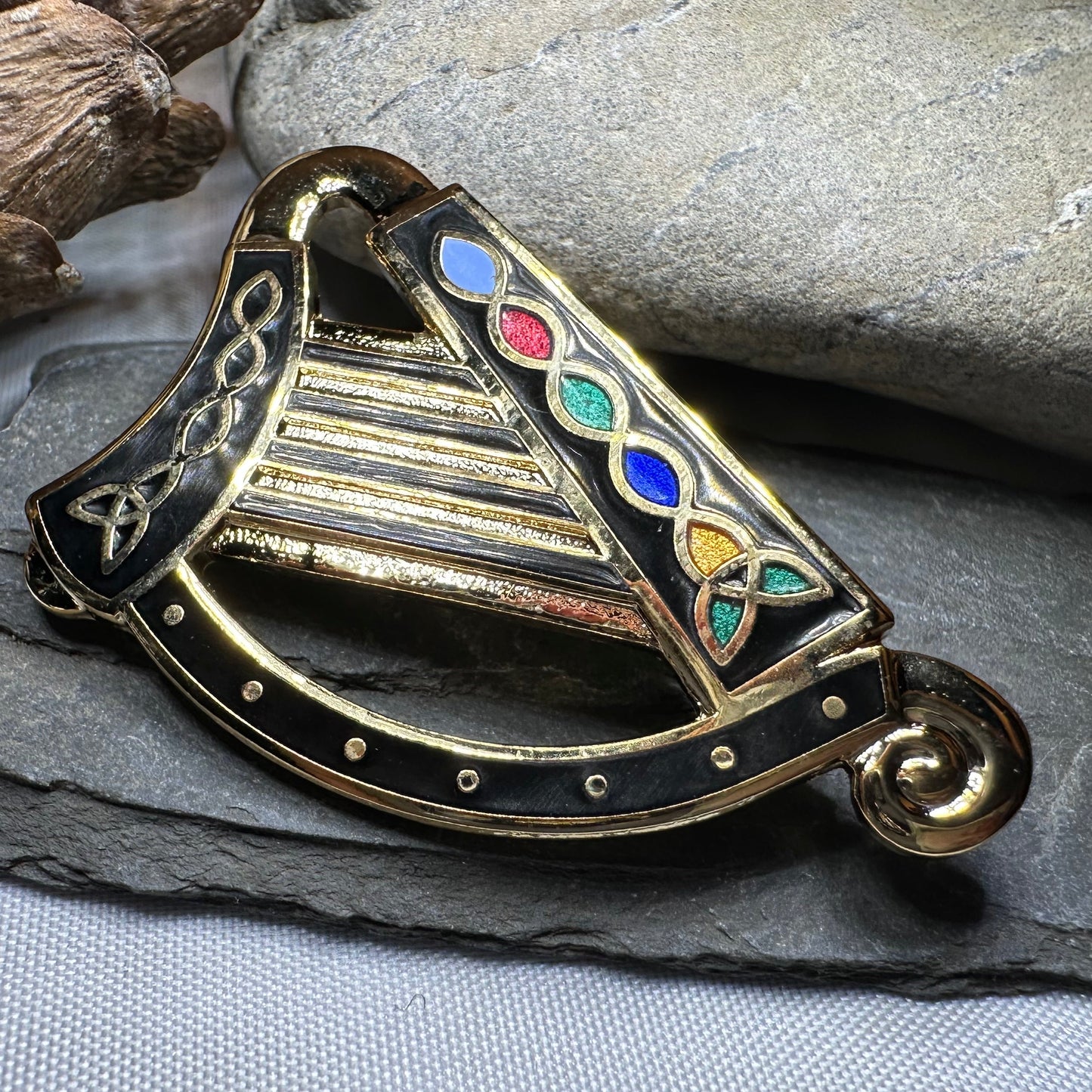 Celtic Harp Brooch - Irish Jewelry