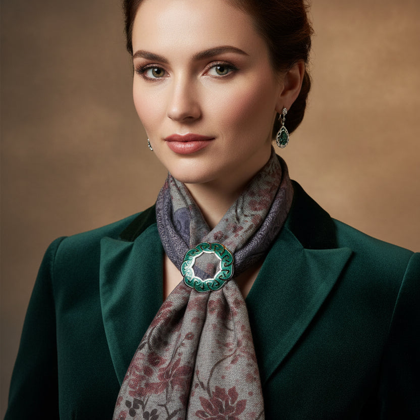 Enamel Green Celtic Knot Scarf Ring