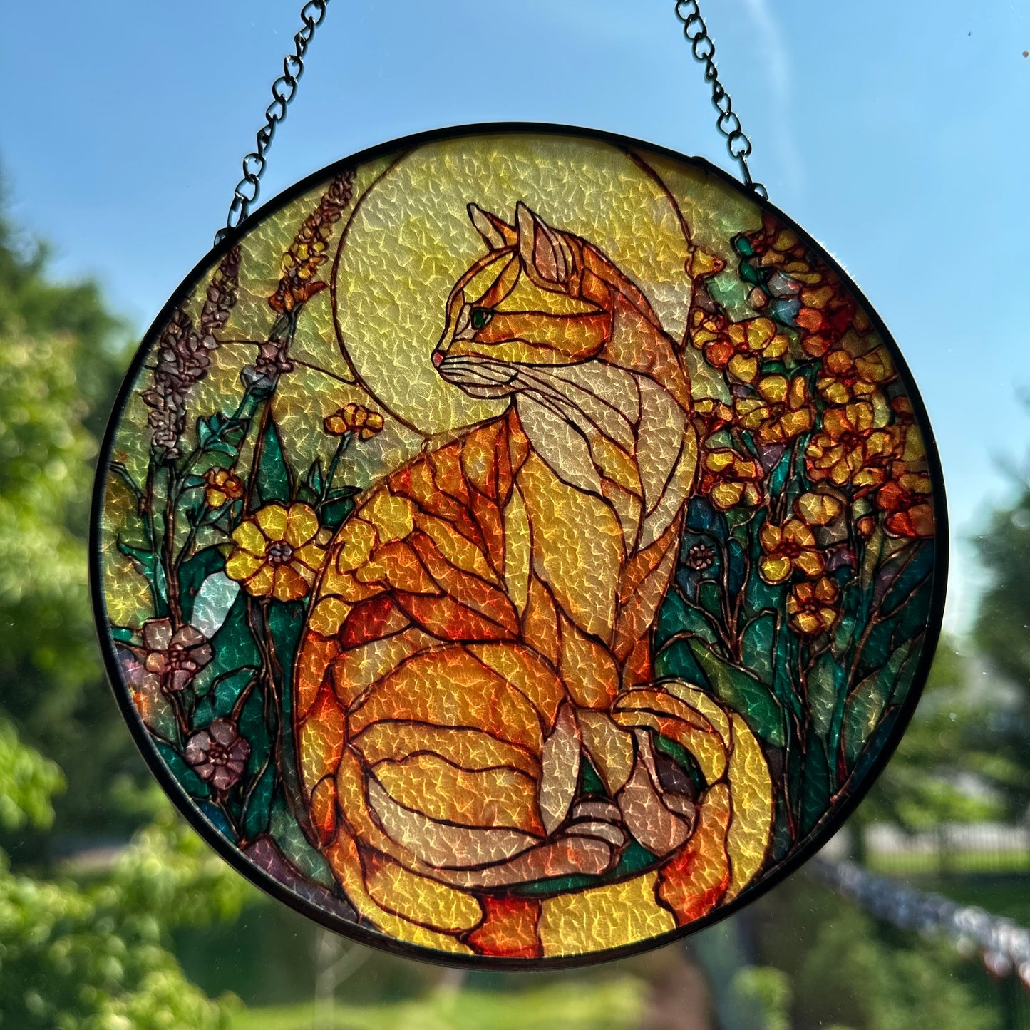 Yellow Moon Cat Suncatcher