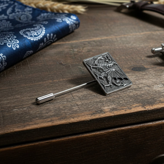 Square Welsh Dragon Lapel Stick Pin for Men