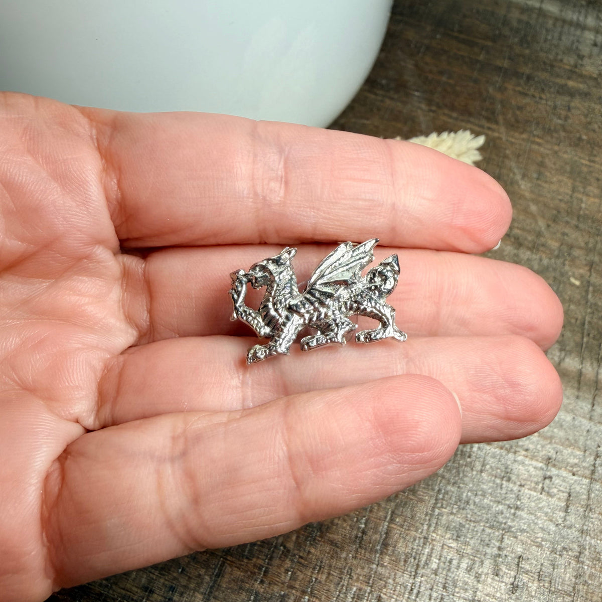 Welsh Dragon Lapel Pin in Pewter