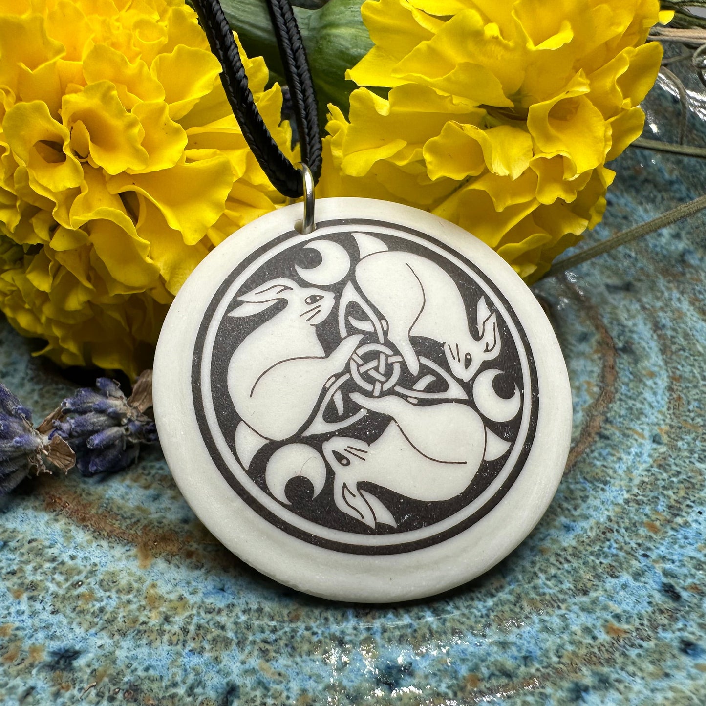 Artisan Celtic Leaping Hares Necklace - Handmade in the U.S.A.